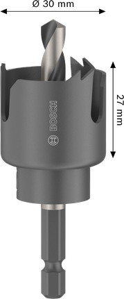 Serra copo tipo mandril Bosch para madeira e drywall 30 x 27 mm.